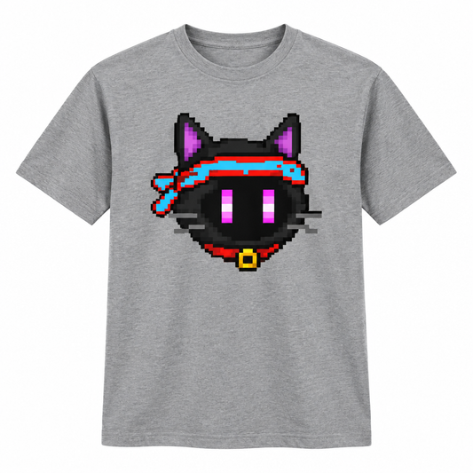 CannaCat Ninja Tee on grey t-shirt mockup