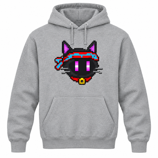 CannaCat Ninja Hoodie on grey hoodie mockup