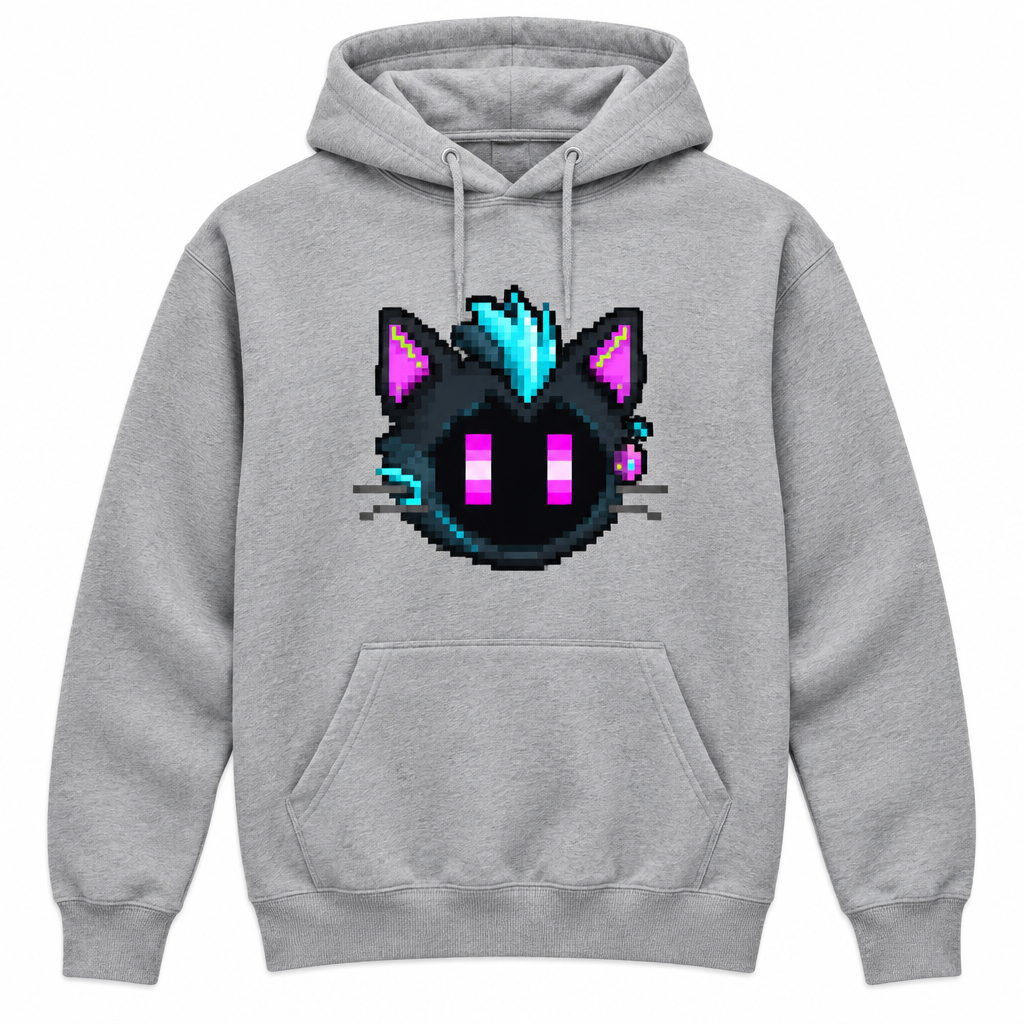 CannaCat Cyber Crystal Hoodie on grey hoodie mockup