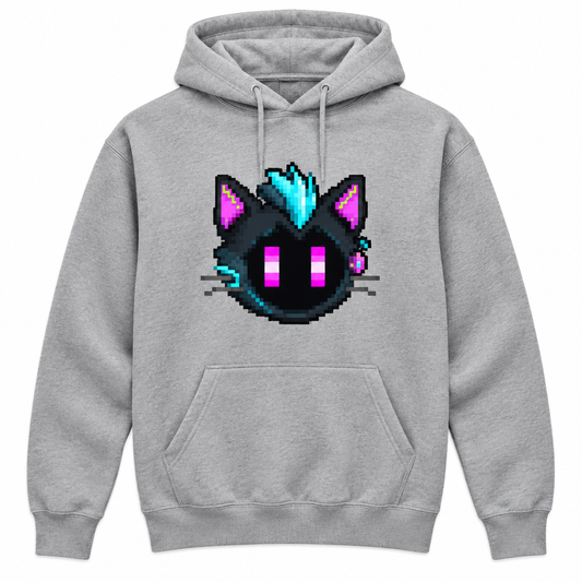 CannaCat Cyber Crystal Hoodie on grey hoodie mockup